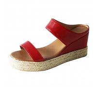 Espadrillas casual da donna, sandali con zeppa e punta aperta, sandali estivi classici da spiaggia, comodi pantofole antiscivolo per il tempo libero ortesi con supporto per arco plantare, scarpe per