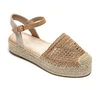 Espadrillas compensative in toile tresses avec bride ajustable - Confort ed élégance estivale Scopri il parfait équilibre entre confort et style avec nos padrilles compensées en toile tressée, conçues