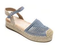 Espadrillas compensative in toile tresses avec bride ajustable - Confort ed élégance estivale Scopri il parfait équilibre entre confort et style avec nos padrilles compensées en toile tressée, conçues