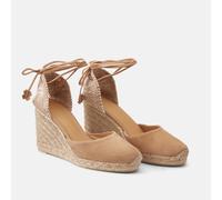 Espadrillas con zeppa in pelle scamosciata Carina Marrone 40