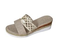 Espadrillas da donna con tacco, comode ed eleganti, beige., 42 EU
