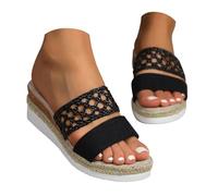 Espadrillas da donna con tacco, comode ed eleganti, Nero , 39 EU