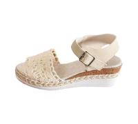 Espadrillas da donna con zeppa e plateau, sandali da donna con zeppa a punta aperta, sandali in rete traspirante, suola spessa, sandali con fibbia regolabile e cinturino alla caviglia, scarpe estive
