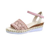 Espadrillas da donna con zeppa e plateau, sandali da donna con zeppa a punta aperta, sandali in rete traspirante, suola spessa, sandali con fibbia regolabile e cinturino alla caviglia, scarpe estive