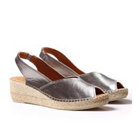 Toni Pons Espadrillas da Donna con Zeppa in Pelle - BERNIA-P - Acciaio, 38 EU