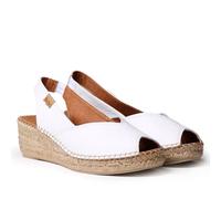 Espadrillas da Donna con Zeppa in Pelle - BERNIA-P - Bianco, 38 EU