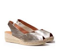 Espadrillas da Donna con Zeppa in Pelle - BERNIA-P - Platino, 38 EU