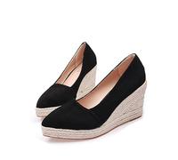 Espadrillas da Donna Sandali con Zeppa Décolleté con Zeppa con Punta Chiusa, Sandali con Tacco e Plateau per Scarpe Eleganti da Festa di Nozze,Nero,34 EU