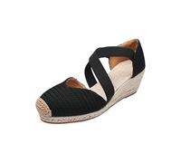Espadrillas da donna sandali con zeppa punta chiusa scarpe con cinturino incrociato per donna casual moda piattaforma supporto arco in lino cinturino alla caviglia pantofole recupero camminare