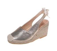Espadrillas Donna con Zeppa Sandali Donna Estive Comode Comodi Scarpe Espadrillas Eleganti Sandali in Lino Traspiranti Morbida Chiusura con Fibbia alla Caviglia Sandalo Comode Bohemia