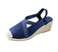 Espadrillas Donna Estive Sandali Bassi Basse Espadrillas con Tacco Basso Suola Interna Imbottita in Tessuto Elegante Chiusura con Fibbia alla Caviglia Sandalo Passeggio Sportivi Trekking