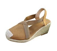 Espadrillas Donna Estive Sandali Bassi Basse Espadrillas con Tacco Basso Suola Interna Imbottita in Tessuto Elegante Chiusura con Fibbia alla Caviglia Sandalo Passeggio Sportivi Trekking