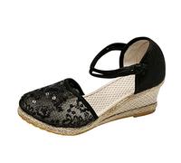 Espadrillas estive casual da donna con zeppa e cinturino alla caviglia | Eleganti sandali con zeppa in pizzo regolabile con cinturino alla caviglia per donne feste estive migliorano la postura
