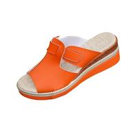 Espadrillas sportive da donna con plateau, sandali con zeppa aperta e cinturino regolabile per viaggi casual quotidiani, Arancione, 39 EU