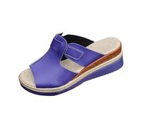 Espadrillas sportive da donna con plateau, sandali con zeppa aperta e cinturino regolabile per viaggi casual quotidiani, Blu, 38 EU
