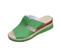 Espadrillas sportive da donna con plateau, sandali con zeppa aperta e cinturino regolabile per viaggi casual quotidiani, Verde, 37.5 EU