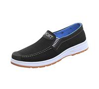 Espadrilles - Pantofole da uomo, in rete, con mocassini classici, piatti, in tela, antiscivolo, per il tempo libero, leggere, leggere, traspiranti, casual, penny, 6 nero., 41 EU
