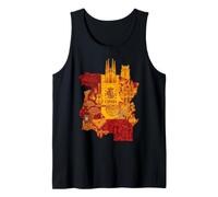 España Spagna Mappa Luoghi d'Interesse Sagrada Familia Graphic Design Canotta