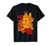 España Spagna Mappa Luoghi d'Interesse Sagrada Familia Graphic Design Maglietta