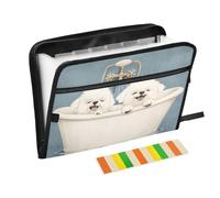 Espandibile File Organizer A4 Formato Portatile File Organizer con Etichetta per Gamba Scuola Cani Maltesi Vasca da Bagno Vintage