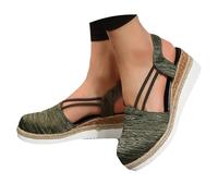 Espandrillos - Sandali estivi da donna con zeppa, leggeri, comodi, estivi, eleganti, per il tempo libero, per la festa della mamma, verde, 35 EU