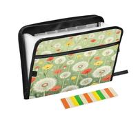 Espansione File Cartella 13 Tasche A4 Lettera Formato con Chiusura a Cerniera per Documenti Carino Dente di Leone Fiore Floreale Carpetas de