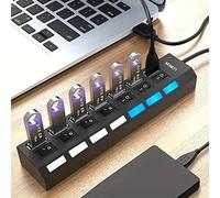 Espansore adattatore USB HUB 2.0 ad alta velocità da 4/7 porte Splitter multi USB Estensore multiplo con interruttore lampada LED per PC portatile