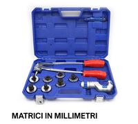 Espansore manuale a pinza per tubi rame con 7 matrici sistema metrico in mm