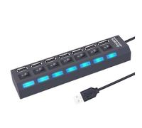 Espansore multiplo adattatore hub multi splitter USB 20 a 7 porte con interruttore compatibile con il dispositivo PC portatile(7 port Black)