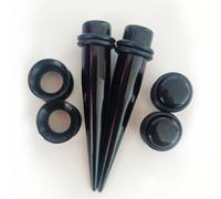 Espansore per orecchie in acrilico nero da 1,6 mm - Tappo auricolare a cono appuntito, adatto per piercing del corpo, modifiche corporee, gioielli alternativi in stile punk gotico industriale ABS