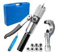 Espansore Per Tubi Idraulici, Kit Strumenti Per Pressare Tubi Idraulici Con Strumento Sbavatura Tagliatubi E 7 Teste Espansione Per Tubi In Rame 3/8 A 1-1/8'' Strumenti Espansione Hvac (3/8"~1-1/8")