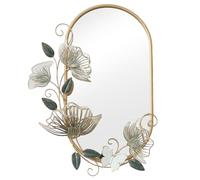 Espejo de pared en Metal con Flores y mariposas en Dorado 7.5x58x81 cm