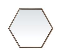 Espejo de pared hexagonal con marco de madera chapada en nogal.