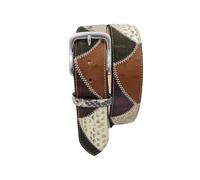 ESPERANTO Cintura 4 cm Patchwork in Pelle di Iguana e Bovina -soggetto Vela (Varianti : Rosso, Giallo) (TAGLIA 50-115 CM -GIROVITA 100 CM, verde)