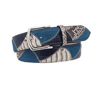 ESPERANTO Cintura 4 cm Patchwork in Pellle di Pitone, e Bovina-soggetto Vela unisex, 2 varianti (Avio, Tg 44- LUNG TOTALE 100 CM-GIROVITA 85 CM)