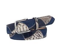 ESPERANTO Cintura 4 cm Patchwork in Pellle di Pitone, e Bovina-soggetto Vela unisex, 2 varianti (Blu, Tg 50- LUNG TOTALE 115 CM-GIROVITA 100 CM)