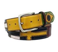 ESPERANTO Cintura uomo donna in cuoio anticato a mano- soggetto Bandiere del mondo unisex 4 cm (Taglia 56 - Girovita 115 cm)