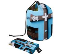 Esperienza di articoli da toeletta senza problemi con la nostra grande borsa per il trucco: pieghevole ed elegante!, Croce blu pasquale, Multicolore, 9.9x6.9in/25.2x17.6cm;6x3.5in/15.2x8.8cm