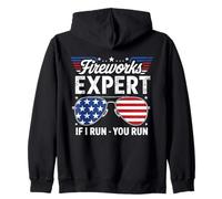 Esperto di fuochi d"artificio If I Run You Run Funny USA 4 luglio Felpa con Cappuccio