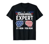 Esperto di fuochi d"artificio If I Run You Run Funny USA 4 luglio Maglietta