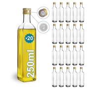 Espirito Rebelde 20 bottiglie di vetro, 250 ml, con tappo a vite dorato con beccuccio | Olio d'oliva, aceto, alcol, salse | Bottiglia per olio in vetro