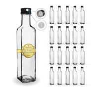 Espirito Rebelde 20 bottiglie di vetro da 250 ml con tappo a vite nero con beccuccio versatore | olio d'oliva, aceto, alcool, salse | olio di vetro