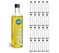 Espirito Rebelde 20 bottiglie di vetro da 250 ml con tappo a vite nero | olio d'oliva, aceto, alcool | olio di vetro, contenitore di vetro, bottiglia di olio