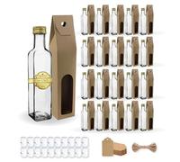 Espirito Rebelde 20 bottiglie in vetro da 250 ml con tappo a vite dorato + 20 scatole + 20 sigilli + 20 etichette Kraft + spago - olio d'oliva, aceto, alcool, salse, olio di vetro