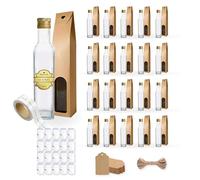 Espirito Rebelde 20 bottiglie in vetro da 500 ml con tappo a vite dorato + 20 scatole + 20 sigilli + 20 etichette personalizzate + 20 etichette Kraft + spago - olio d'oliva, aceto, alcool