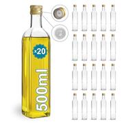 Espirito Rebelde 20 Bottiglie in Vetro da 500ml con Tappo a Vite Dorato con Beccuccio Dosatore - Olio d'oliva, Aceto, Alcool, Salse - Acetiera di Cristallo