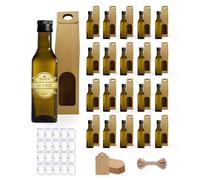 Espirito Rebelde 20 mini bottiglie in vetro scuro da 100 ml con tappo a vite nero + 20 scatole + 20 sigilli + 20 etichette Kraft + spago - piccole bottiglie per olio d'oliva, aceto, alcool