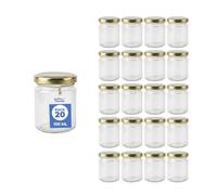 Espirito Rebelde 20 Vasetti di Vetro 100ml con Tappo Dorato | Ideali per Conserve, Marmellate, Miele e Confetture | Barattolini di Vetro Piccoli | Bomboniere Matrimonio
