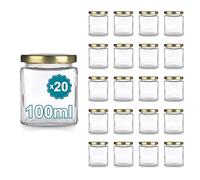 Espirito Rebelde 20 vasetti di vetro quadrati per spezie, 100 ml, con coperchio, barattoli portaoggetti da cucina, spezie, marmellata, yogurt