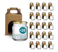 Espirito Rebelde 20 x 212 ml Barattoli di vetro vuoti con coperchi e 20 barattoli di cartone per 1 barattolo di marmellata. Include coperchio a vite dorato per marmellata, conserve e miele